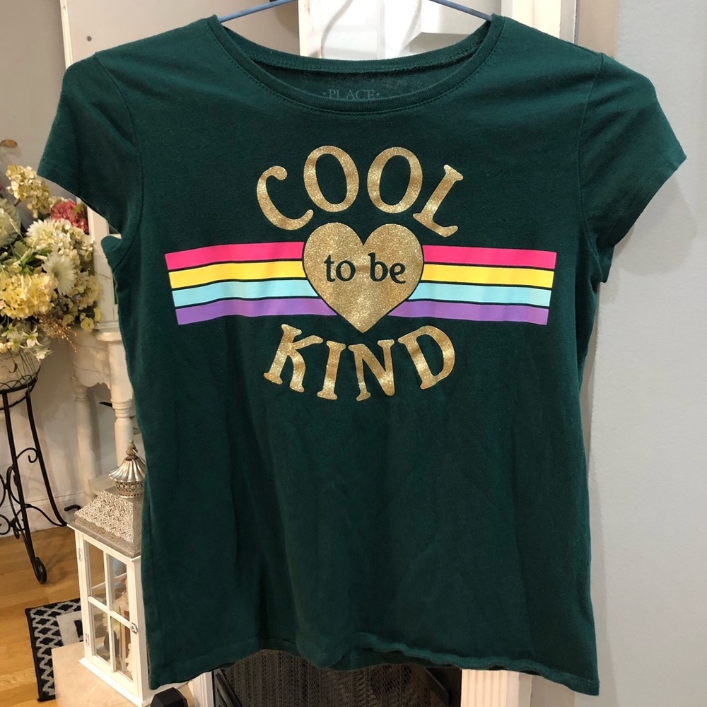 The Children’s Place Cool To Be Kind Short Sleeve Glitter T- Shirt Top